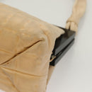 CHANEL Choco Bar Hand Bag Lamb Skin Beige CC Auth 130878-16