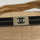 CHANEL Choco Bar Hand Bag Lamb Skin Beige CC Auth 130878-10