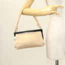 CHANEL Choco Bar Hand Bag Lamb Skin Beige CC Auth 130878-21
