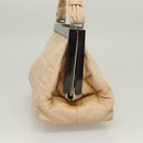 CHANEL Choco Bar Hand Bag Lamb Skin Beige CC Auth 130878-3