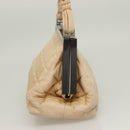 CHANEL Choco Bar Hand Bag Lamb Skin Beige CC Auth 130878-4