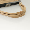 CHANEL Choco Bar Hand Bag Lamb Skin Beige CC Auth 130878-7