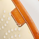 CHANEL Hand Bag Enamel Beige Silver CC Auth 130879-9