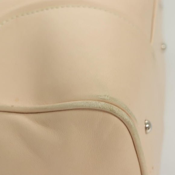 LOEWE Anagram Hand Bag Leather Beige Silver Auth 130882