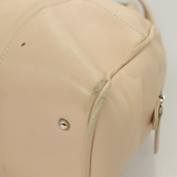 LOEWE Anagram Hand Bag Leather Beige Silver Auth 130882