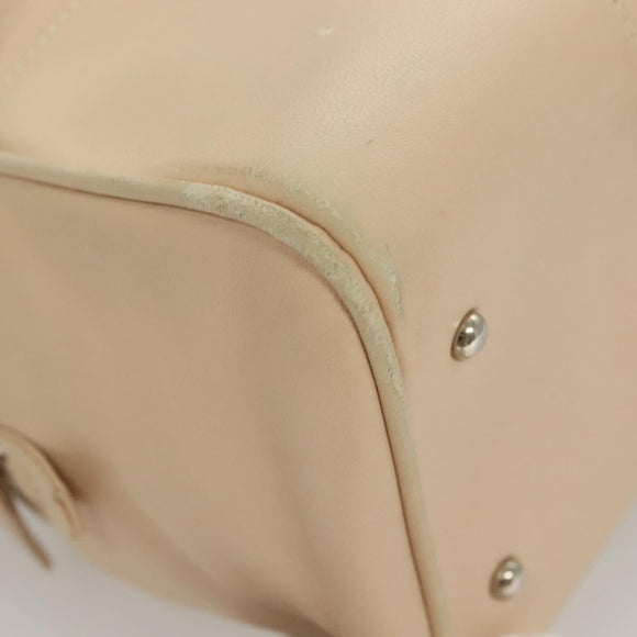 LOEWE Anagram Hand Bag Leather Beige Silver Auth 130882