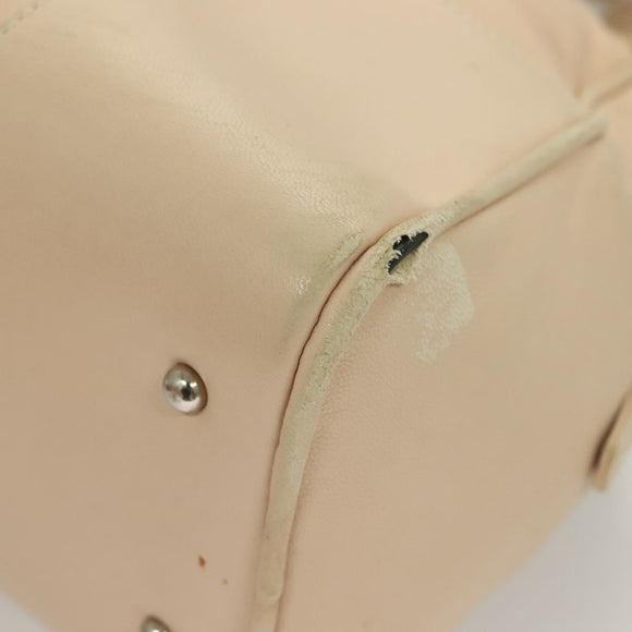 LOEWE Anagram Hand Bag Leather Beige Silver Auth 130882