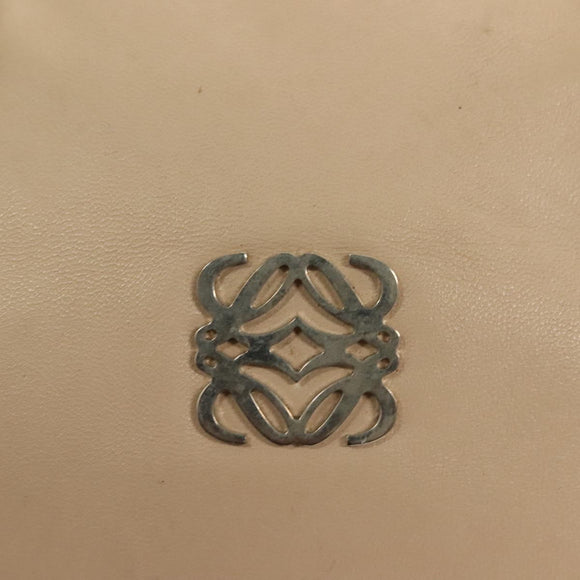 LOEWE Anagram Hand Bag Leather Beige Silver Auth 130882