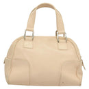 LOEWE Anagram Hand Bag Leather Beige Silver Auth 130882-2