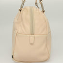 LOEWE Anagram Hand Bag Leather Beige Silver Auth 130882-3