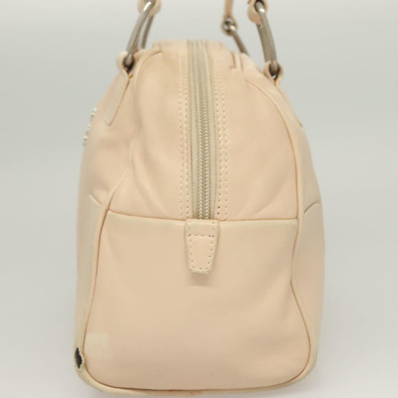 LOEWE Anagram Hand Bag Leather Beige Silver Auth 130882