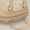 LOEWE Anagram Hand Bag Leather Beige Silver Auth 130882-6