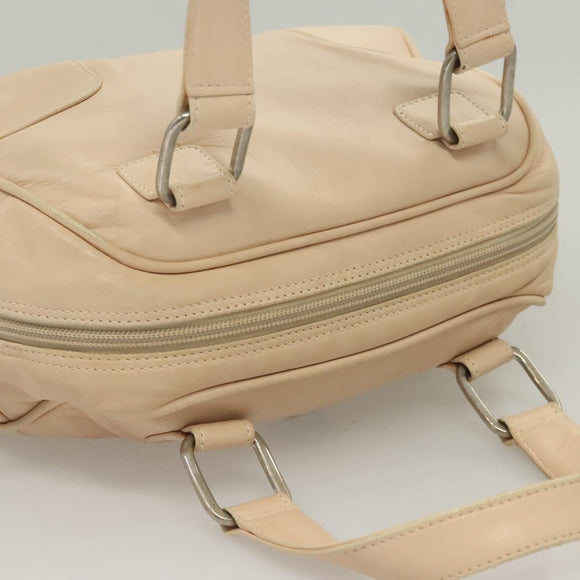 LOEWE Anagram Hand Bag Leather Beige Silver Auth 130882