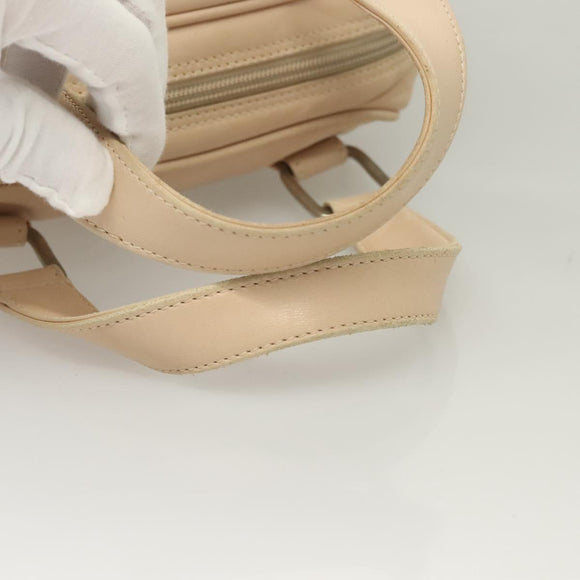 LOEWE Anagram Hand Bag Leather Beige Silver Auth 130882