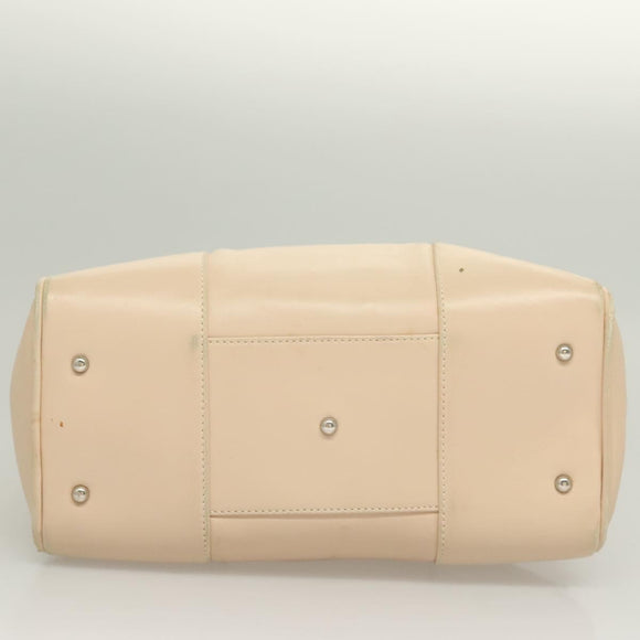 LOEWE Anagram Hand Bag Leather Beige Silver Auth 130882