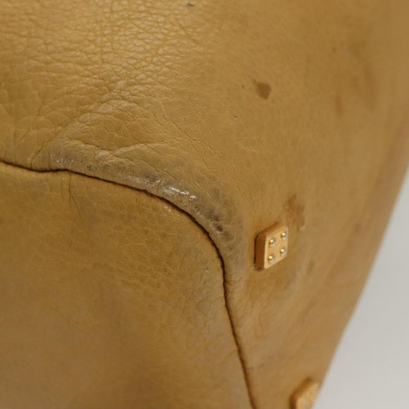 LOEWE Anagram Hand Bag Leather Brown Gold Auth 130893