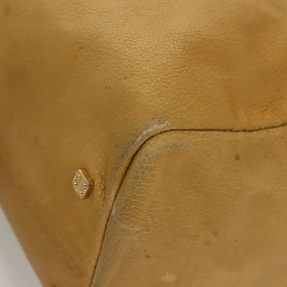 LOEWE Anagram Hand Bag Leather Brown Gold Auth 130893