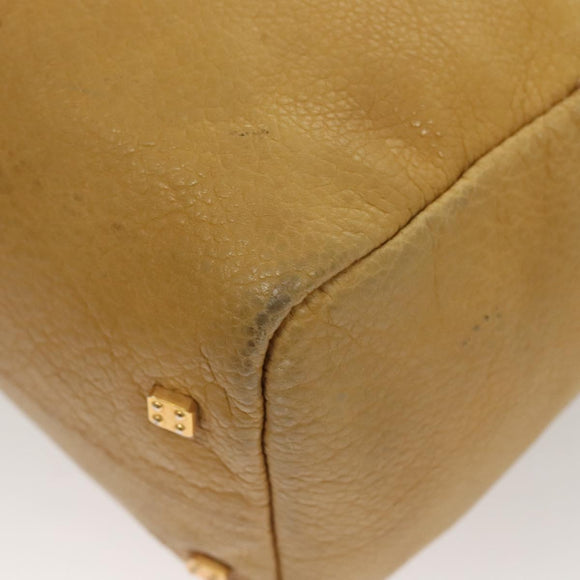 LOEWE Anagram Hand Bag Leather Brown Gold Auth 130893