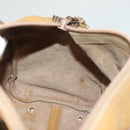 LOEWE Anagram Hand Bag Leather Brown Gold Auth 130893-12