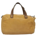 LOEWE Anagram Hand Bag Leather Brown Gold Auth 130893-2
