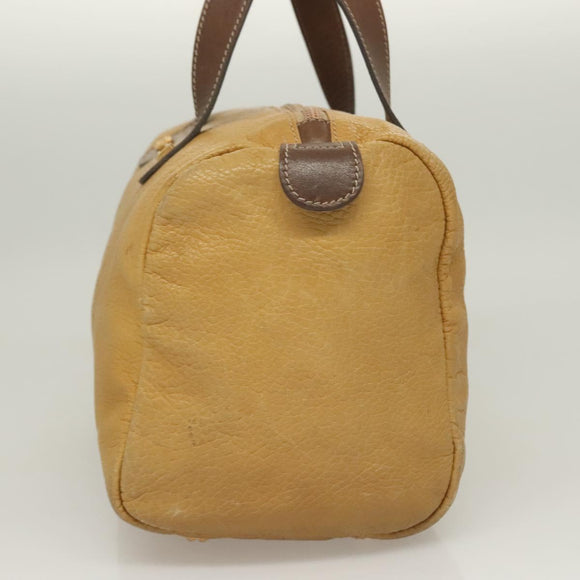 LOEWE Anagram Hand Bag Leather Brown Gold Auth 130893