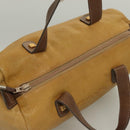 LOEWE Anagram Hand Bag Leather Brown Gold Auth 130893-6