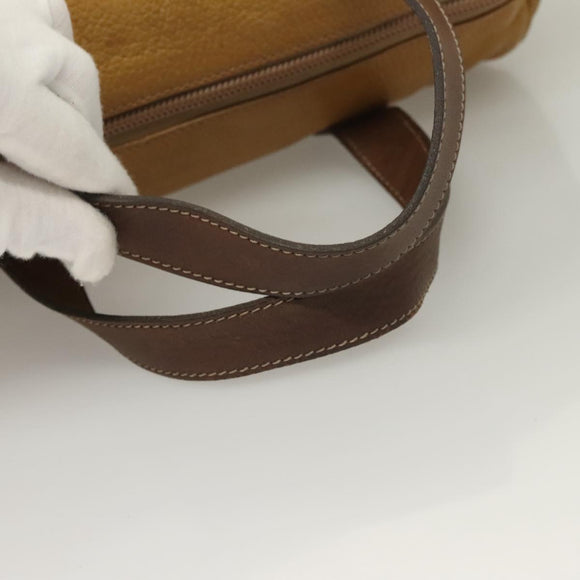 LOEWE Anagram Hand Bag Leather Brown Gold Auth 130893