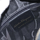 Salvatore Ferragamo Gancini Shoulder Bag Leather Navy Gold Auth 130895-17