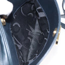 Salvatore Ferragamo Gancini Shoulder Bag Leather Navy Gold Auth 130895-22