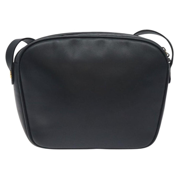 Salvatore Ferragamo Gancini Shoulder Bag Leather Navy Gold Auth 130895