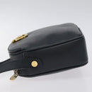 Salvatore Ferragamo Gancini Shoulder Bag Leather Navy Gold Auth 130895-5