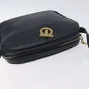 Salvatore Ferragamo Gancini Shoulder Bag Leather Navy Gold Auth 130895-6