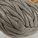Miu Miu Matelasse Hand Bag Leather 2way Gray Gold Auth 130896V-14