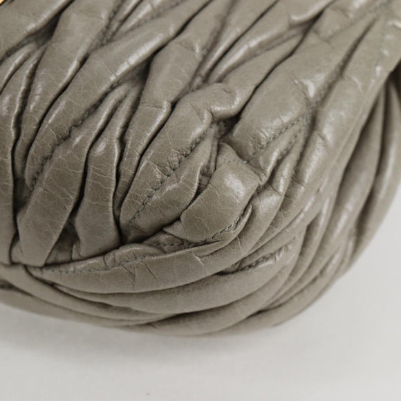 Miu Miu Matelasse Hand Bag Leather 2way Gray Gold Auth 130896V