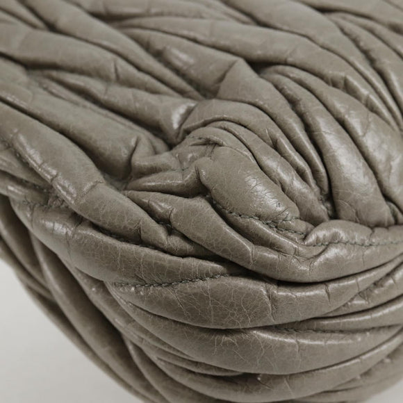 Miu Miu Matelasse Hand Bag Leather 2way Gray Gold Auth 130896V