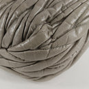 Miu Miu Matelasse Hand Bag Leather 2way Gray Gold Auth 130896V-17