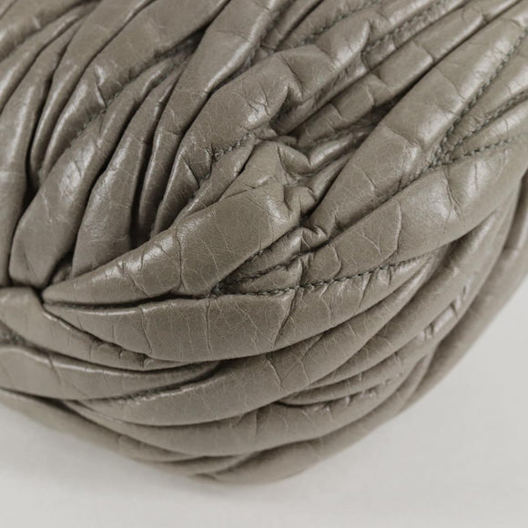 Miu Miu Matelasse Hand Bag Leather 2way Gray Gold Auth 130896V