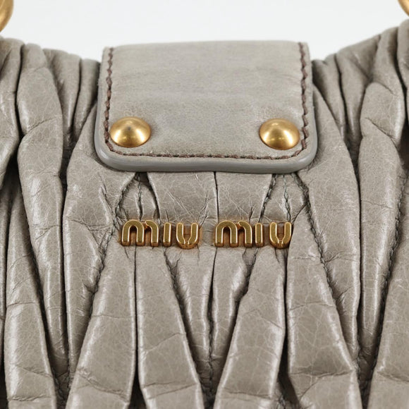 Miu Miu Matelasse Hand Bag Leather 2way Gray Gold Auth 130896V