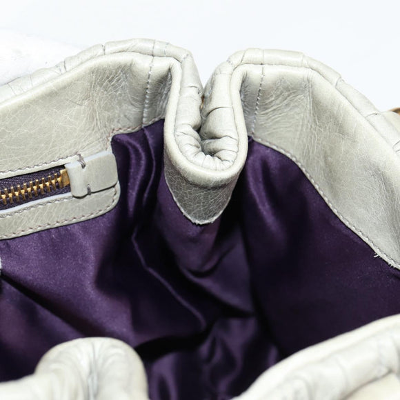 Miu Miu Matelasse Hand Bag Leather 2way Gray Gold Auth 130896V