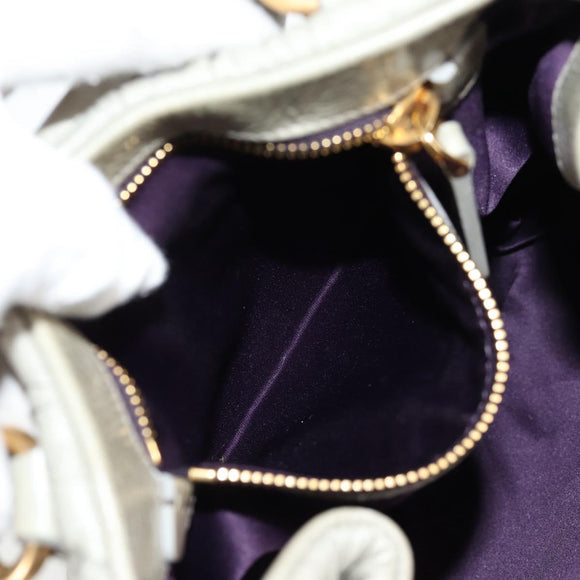 Miu Miu Matelasse Hand Bag Leather 2way Gray Gold Auth 130896V