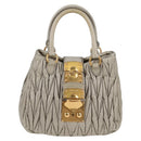 Miu Miu Matelasse Hand Bag Leather 2way Gray Gold Auth 130896V-13