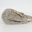 Miu Miu Matelasse Hand Bag Leather 2way Gray Gold Auth 130896V-4