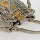 Miu Miu Matelasse Hand Bag Leather 2way Gray Gold Auth 130896V-6