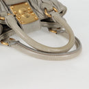 Miu Miu Matelasse Hand Bag Leather 2way Gray Gold Auth 130896V-7