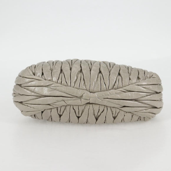 Miu Miu Matelasse Hand Bag Leather 2way Gray Gold Auth 130896V