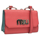 Miu Miu Shoulder Bag Leather Pink Silver Auth 130897-1
