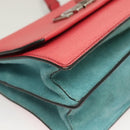 Miu Miu Shoulder Bag Leather Pink Silver Auth 130897-8