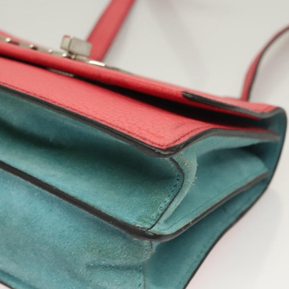 Miu Miu Shoulder Bag Leather Pink Silver Auth 130897