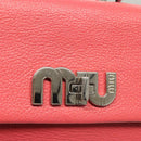Miu Miu Shoulder Bag Leather Pink Silver Auth 130897-18