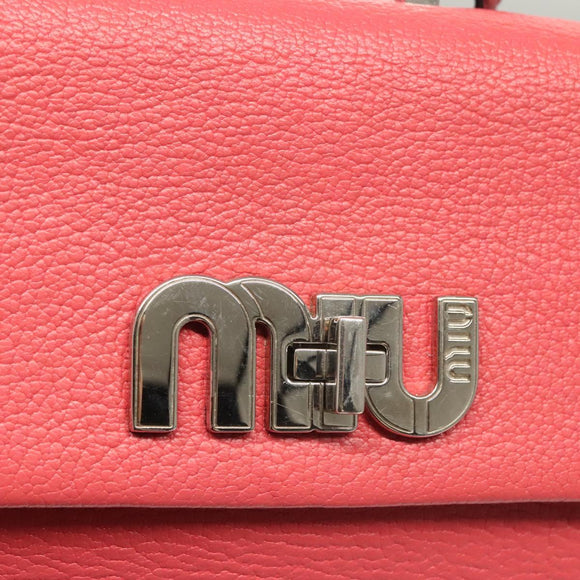 Miu Miu Shoulder Bag Leather Pink Silver Auth 130897